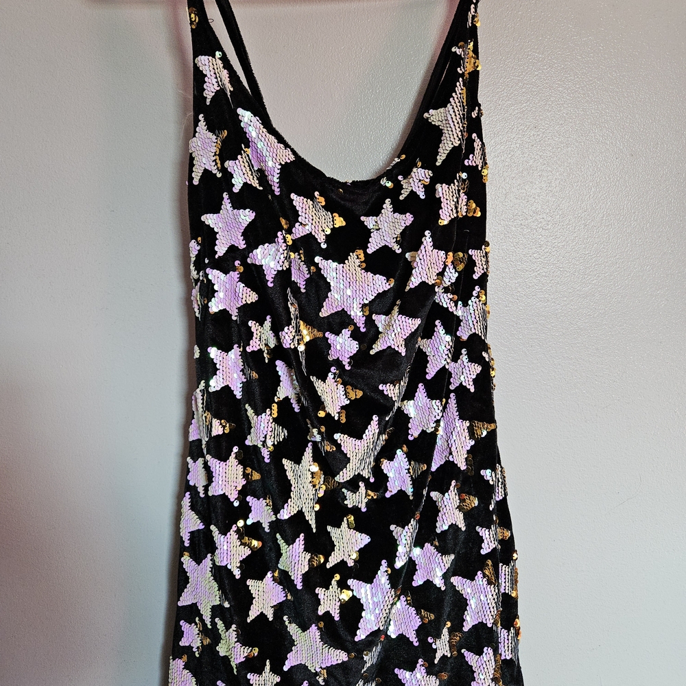 Starry Black and White Sequin Dress